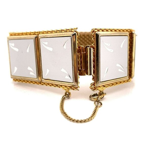 Estate‎ Costume Gold & Silver Tone Mesh Panel 7” Bracelet! 10 - Picture 2 of 5